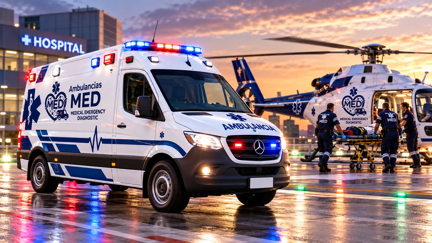 Ambulancia MED junto a urgencias hospitalarias
